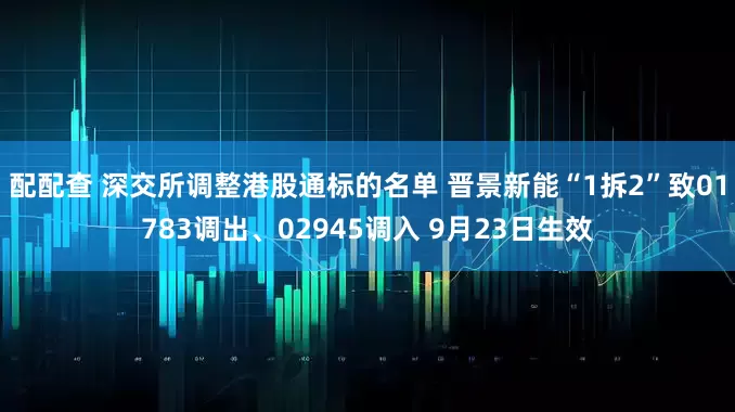配配查 深交所调整港股通标的名单 晋景新能“1拆2”致01783调出、02945调入 9月23日生效